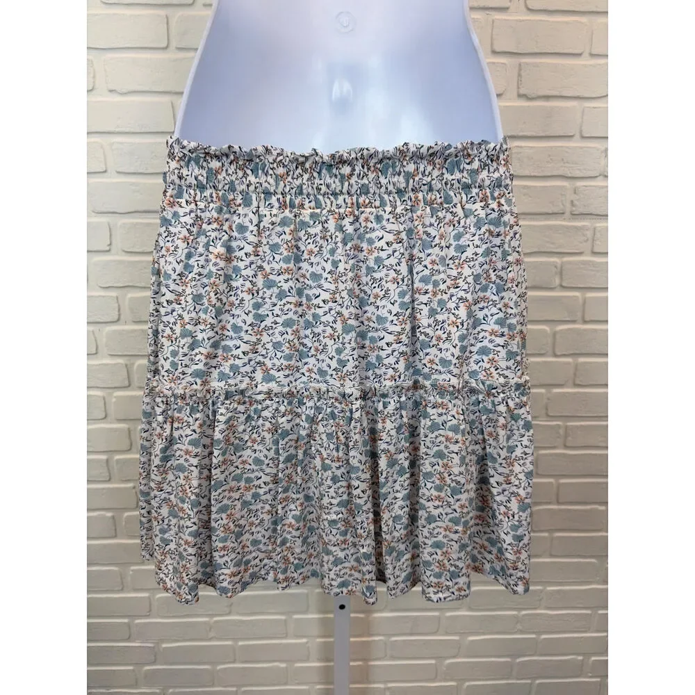 Alelly Floral Tiered Mini Skirt Blue Multi Small